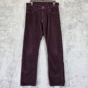 Levis 514 Pants Mens Size 30x30 Purple Corduroy Slim Straight Jeans Casual